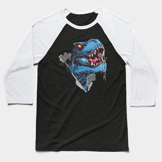 Furious dino Baseball T-Shirt by Rakos_merch